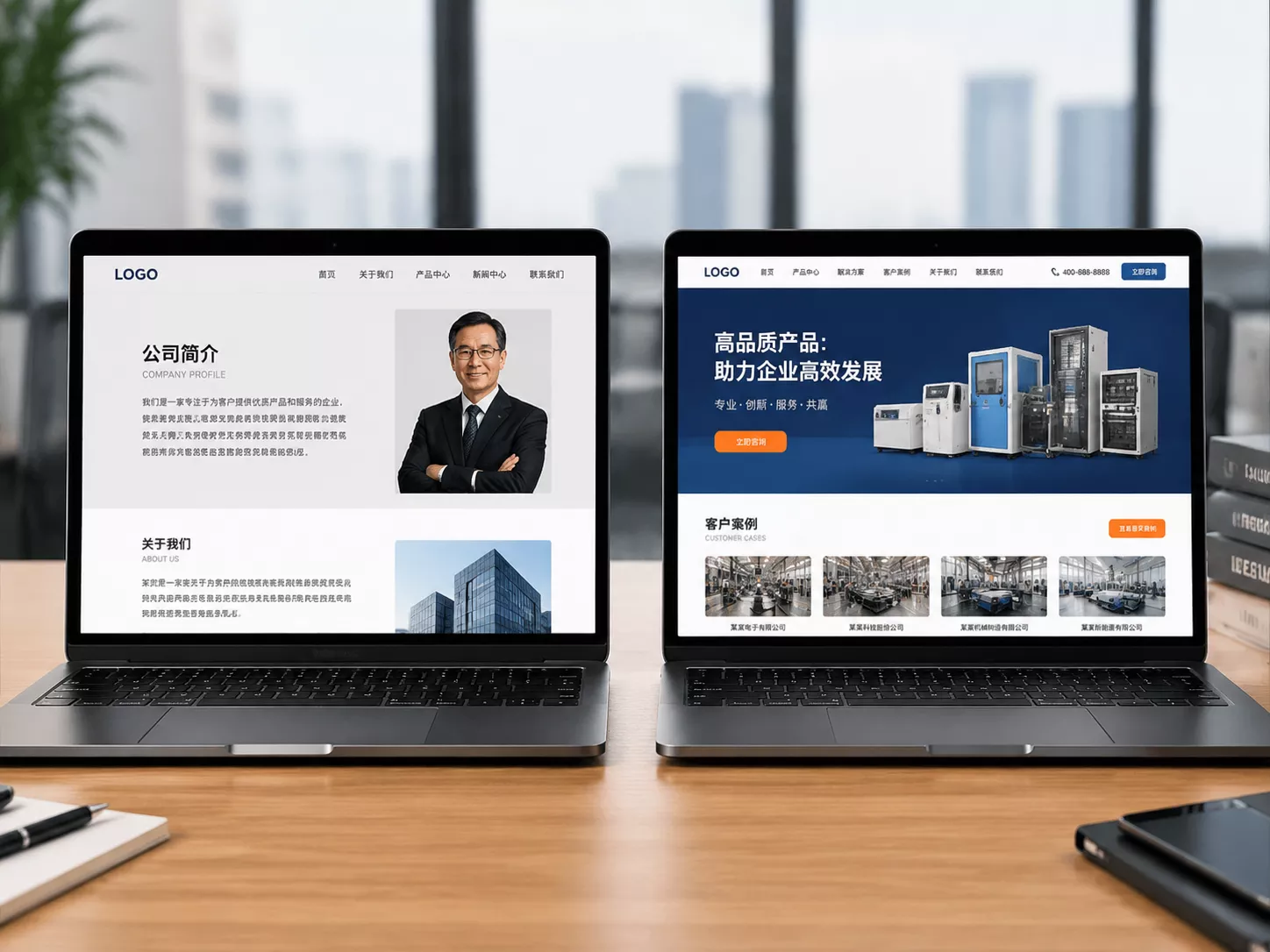 营销型网站建设与传统展示型网站对比示意.webp