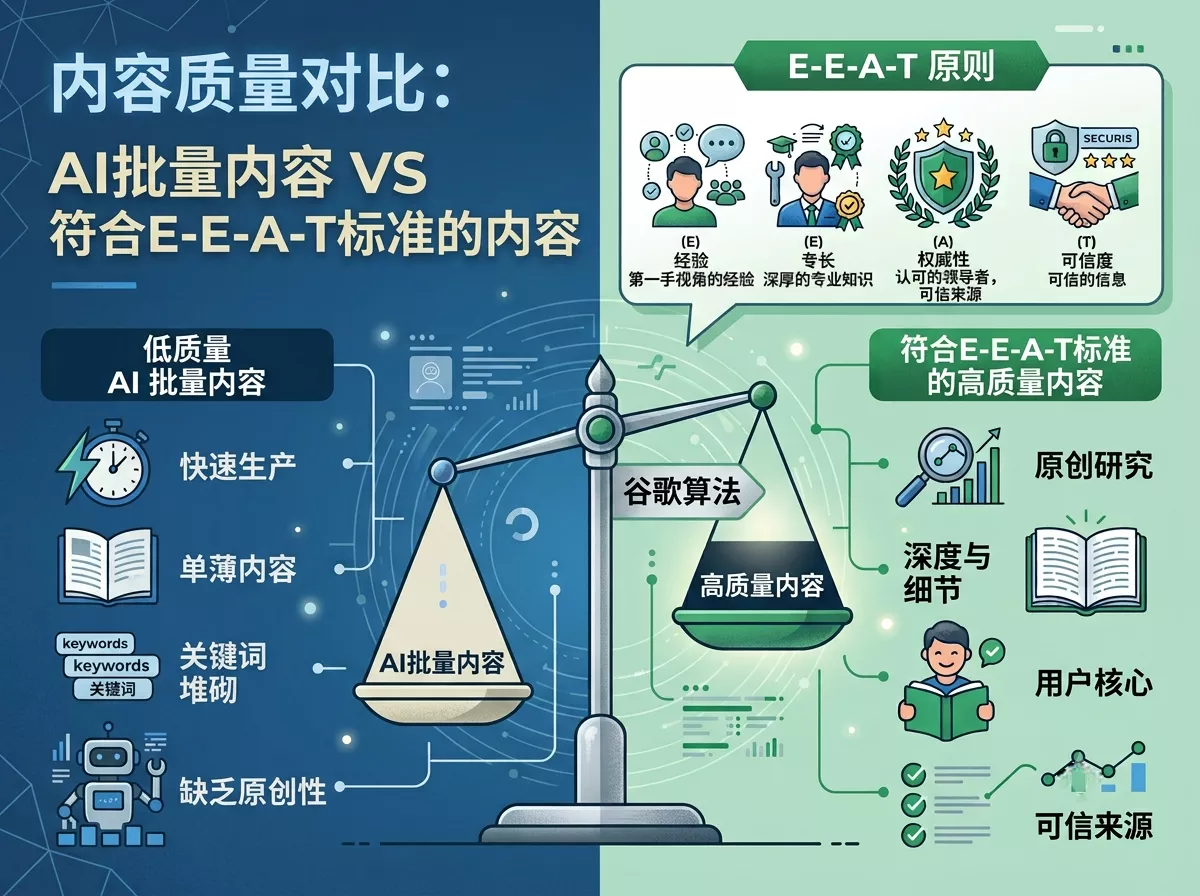 谷歌EEAT标准与AI内容质量对比示意图.webp
