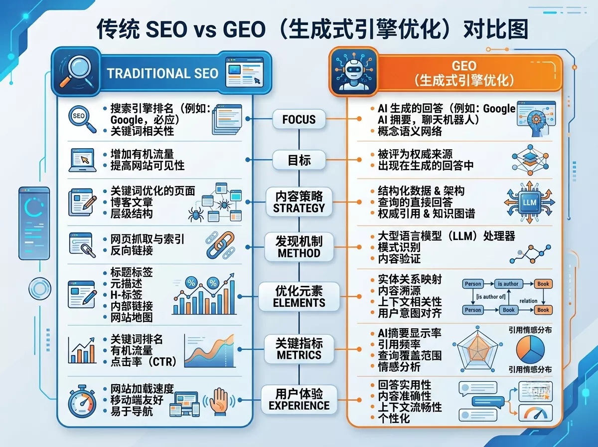 传统SEO与GEO生成式引擎优化对比数据图.webp 传统SEO与GEO生成式引擎优化对比数据图.webp